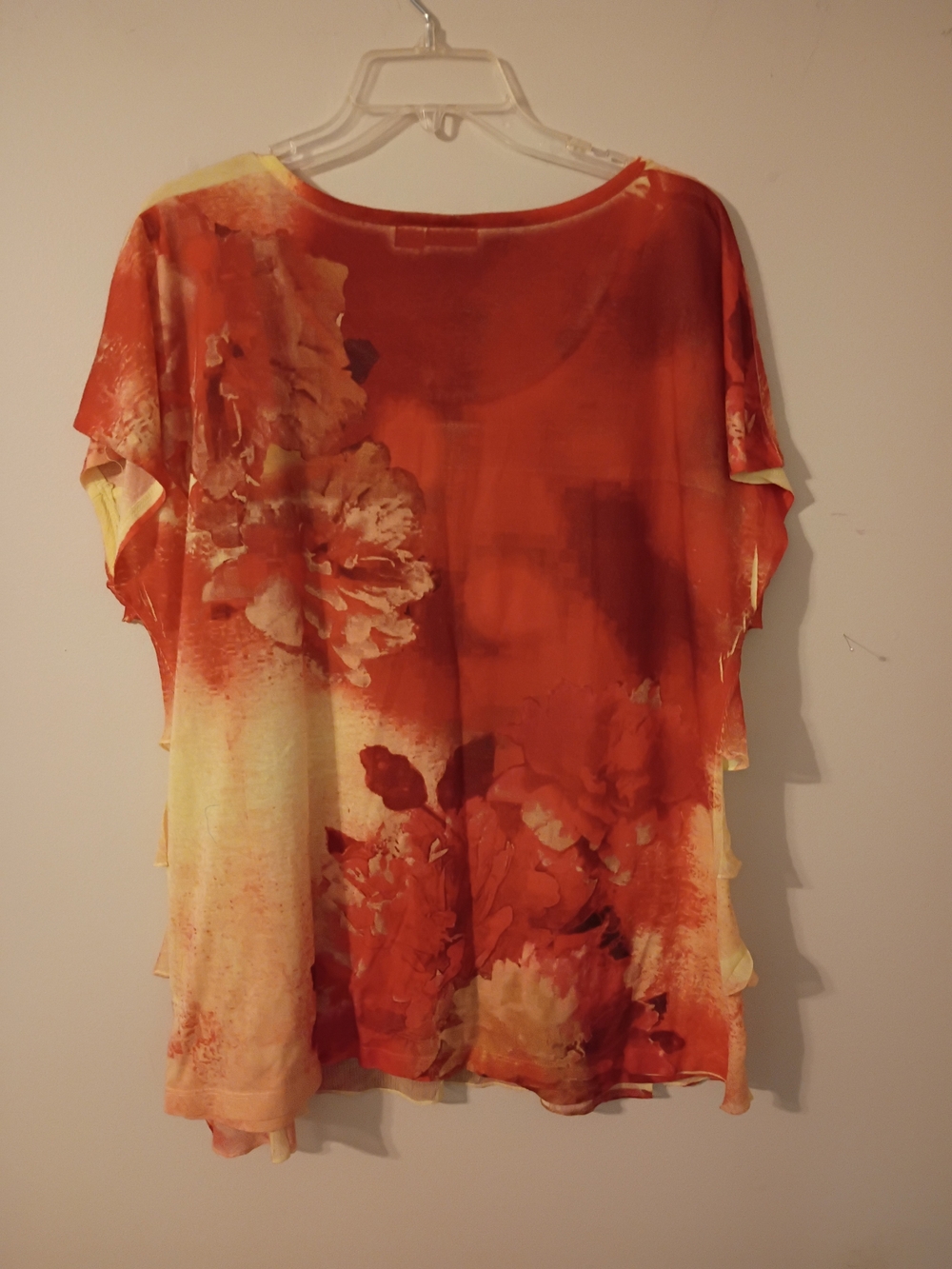 Cato Orange and Cream Floral Ruffle Tiered Blouse - Picture 2 of 3